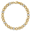 10K Two-tone Polished Fancy Link with Beads Bracelet