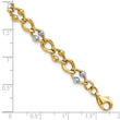 10K Two-tone Polished Fancy Link with Beads Bracelet