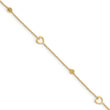 10K Polished and Dia-cut Heart 10in Plus 1in ext. Anklet