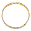 10K Two-tone w/Wht Rhodium Polished/Satin Fancy Link Bracelet