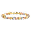 10K Two-tone w/Wht Rhodium Polished/Satin Fancy Link Bracelet