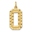 10k Large Brushed Diamond-cut Number 0 Charm