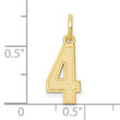 10k Small Satin Number 4 Charm