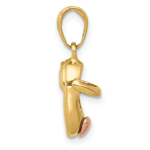10k  3D Two-tone Baby Shoe Charm - Birthstone Company