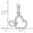 10K White Gold Polished Intertwined Double Heart Pendant
