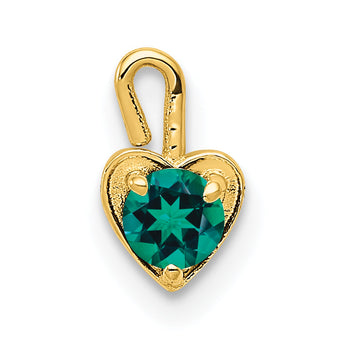 10ky May Green Crystal Birthstone Heart Charm