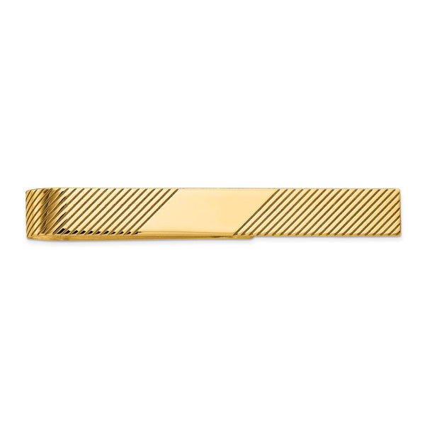 10k Men's Grooved Engravable Tie Bar - Birthstone Company