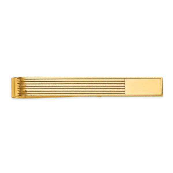 10k Men's Grooved Engravable Tie Bar - Birthstone Company