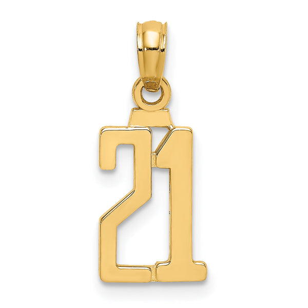 10K Number 21 Pendant