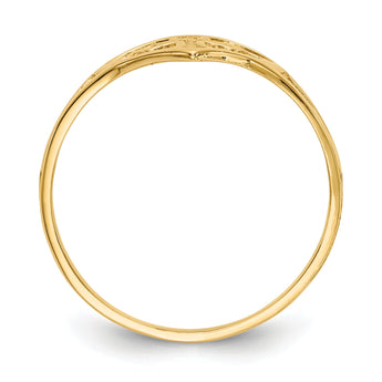 10k Cross in Heart Ring