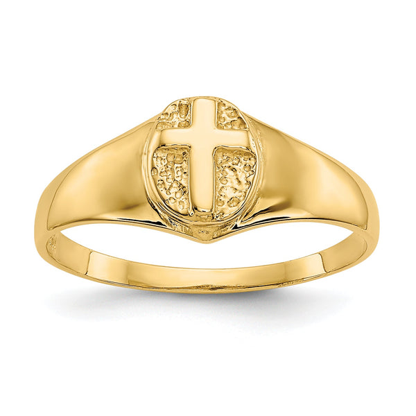 10k Childs Polished Open Cross Ring