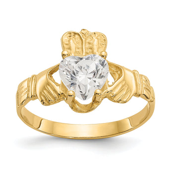 10k April Birthstone Claddagh Ring
