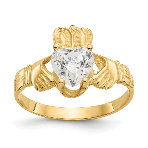 10k April Birthstone Claddagh Ring