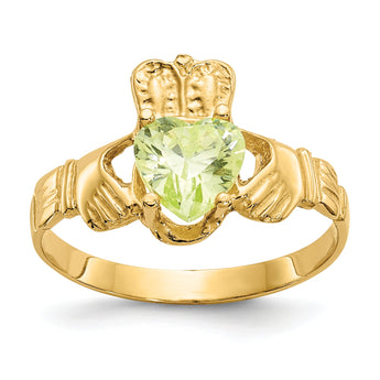 10k August Birthstone Claddagh Ring