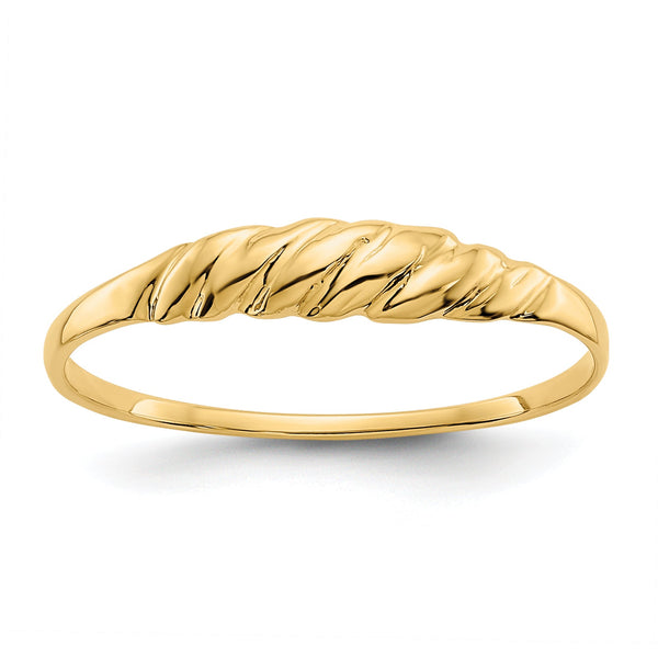 10K Textured Ridged Dome Ring