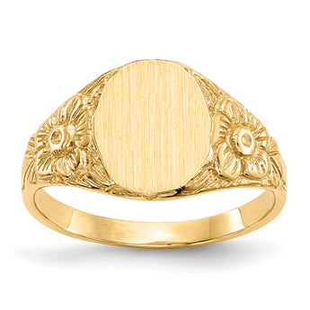 10k 10.0x8.0mm Closed Back Signet Ring, Size 6 - Birthstone Company