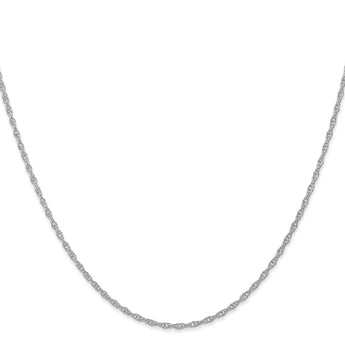 14K White Gold 16 inch Carded 1.35mm Cable Rope with Spring Ring Clasp Chain