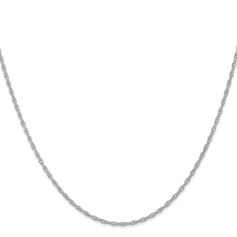 14K White Gold 16 inch Carded 1.35mm Cable Rope with Spring Ring Clasp Chain - Birthstone Company