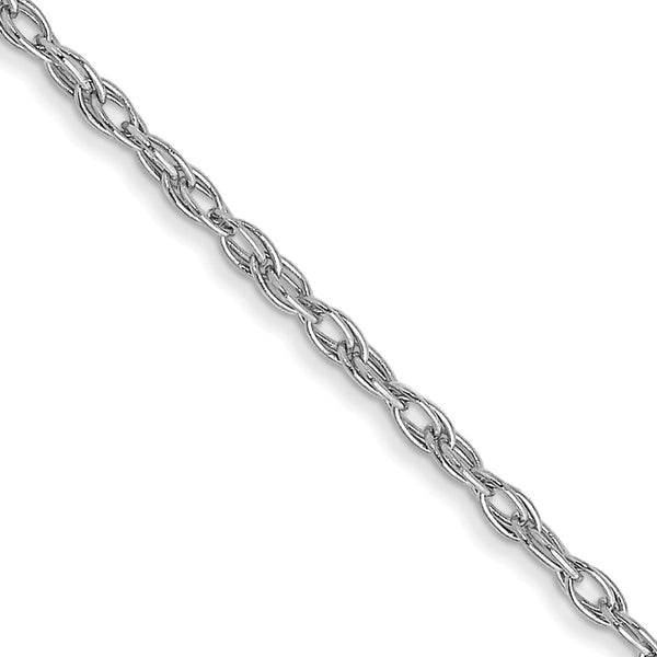 14K White Gold 16 inch Carded 1.35mm Cable Rope with Spring Ring Clasp Chain - Birthstone Company