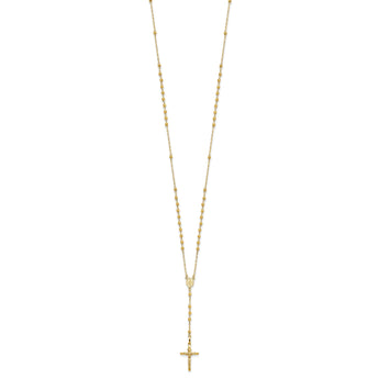 10k Diamond-cut 3mm Beaded Semi-solid Rosary Necklace