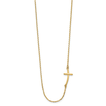 10k Small Sideways Curved Cross Necklace