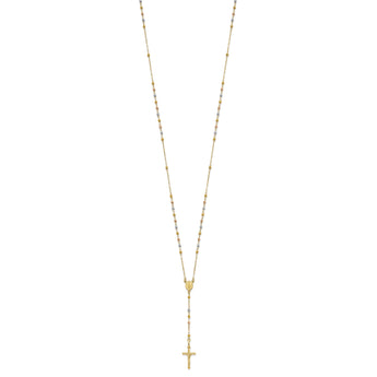 10k Tri-color Polished Faceted Beads Rosary Necklace