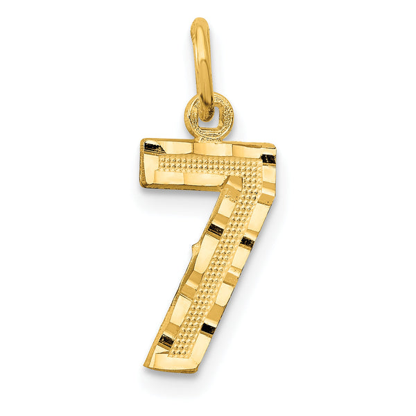 10ky Casted Small Diamond-cut Number 7 Charm