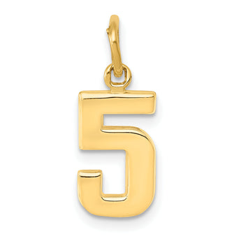 10ky Casted Small Polished Number 5 Charm