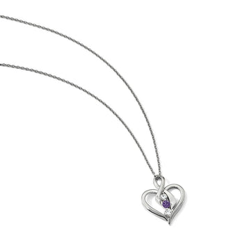 10K White Gold Necklace with Clear and Purple Crystal Topaz