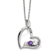 10K Gold Heart Necklace with Purple Topaz and Rhodium Finish