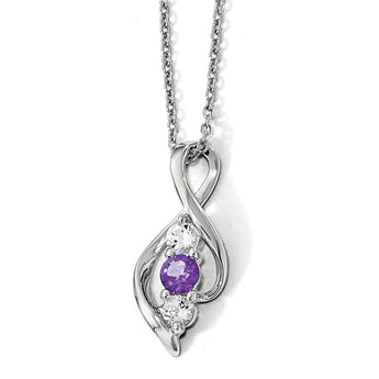 10K White Gold Survivor Legacy Necklace with Purple and White Topaz