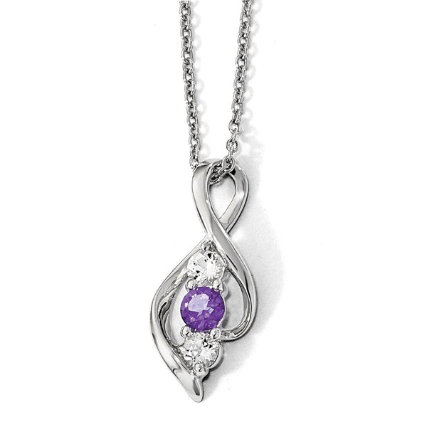 10K White Gold Survivor Legacy Necklace with Purple and White Topaz