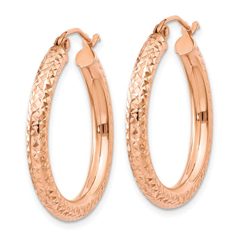 10K Rose Gold 3mm Diamond-cut Hoop - Birthstone Company
