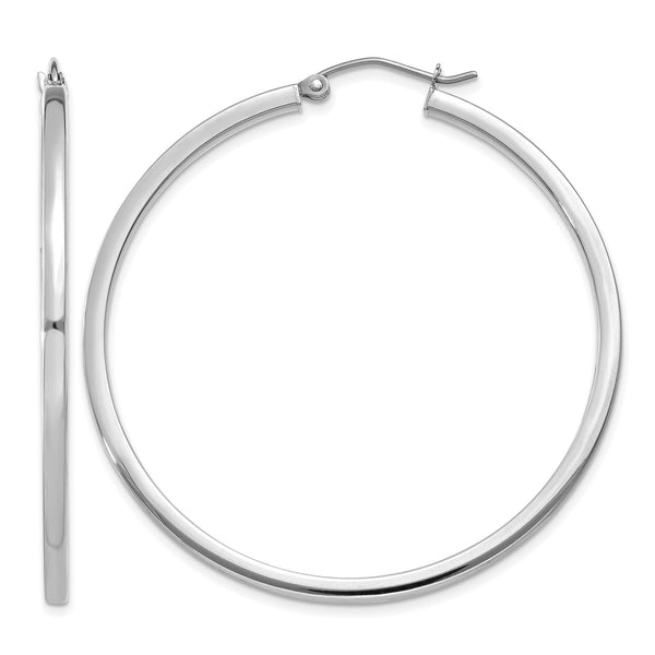 10k White Gold 2mm Square Tube Hoops - Birthstone Company