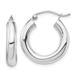 10k White Gold Polished 4mm Tube Hoop Earrings