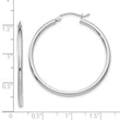 10K White Gold Polished 2mm Lightweight Tube Hoop Earrings
