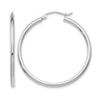 10K White Gold Polished 2mm Lightweight Tube Hoop Earrings - Birthstone Company