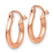 10k Rose Gold Polished 2x12mm Lightweight Tube Hoop Earrings - Birthstone Company