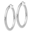 10k White Gold Polished 3mm Lightweight Tube Hoop Earrings