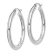 10k White Gold Polished 3mm Lightweight Tube Hoop Earrings