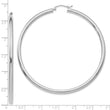 10k White Gold Polished 3mm Lightweight Tube Hoop Earrings