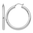 10k White Gold Polished 4mm Lightweight Tube Hoop Earrings - Birthstone Company