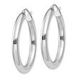 10k White Gold Polished 4mm Lightweight Tube Hoop Earrings
