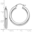 10k White Gold Polished 4mm Lightweight Tube Hoop Earrings