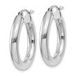 10k White Gold Polished 4mm Lightweight Tube Hoop Earrings
