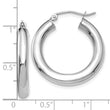 10k White Gold Polished 4mm Lightweight Tube Hoop Earrings