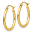 10K Polished 2mm Lightweight Tube Hoop Earrings
