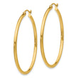 10K Polished 2mm Lightweight Tube Hoop Earrings