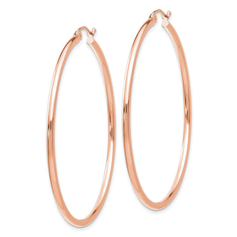 10k Rose Gold Polished 2mm Lightweight Tube Hoop Earrings - Birthstone Company
