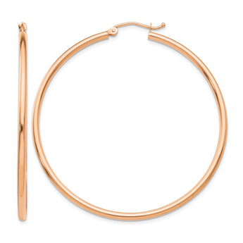10k Rose Gold Polished 2mm Lightweight Tube Hoop Earrings - Birthstone Company